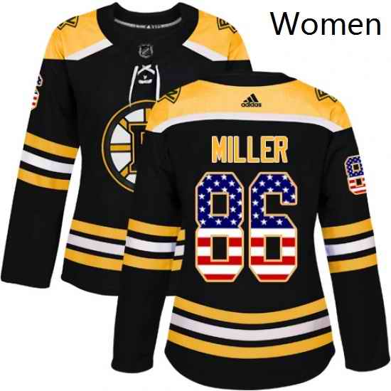 Womens Adidas Boston Bruins 86 Kevan Miller Authentic Black USA Flag Fashion NHL Jersey